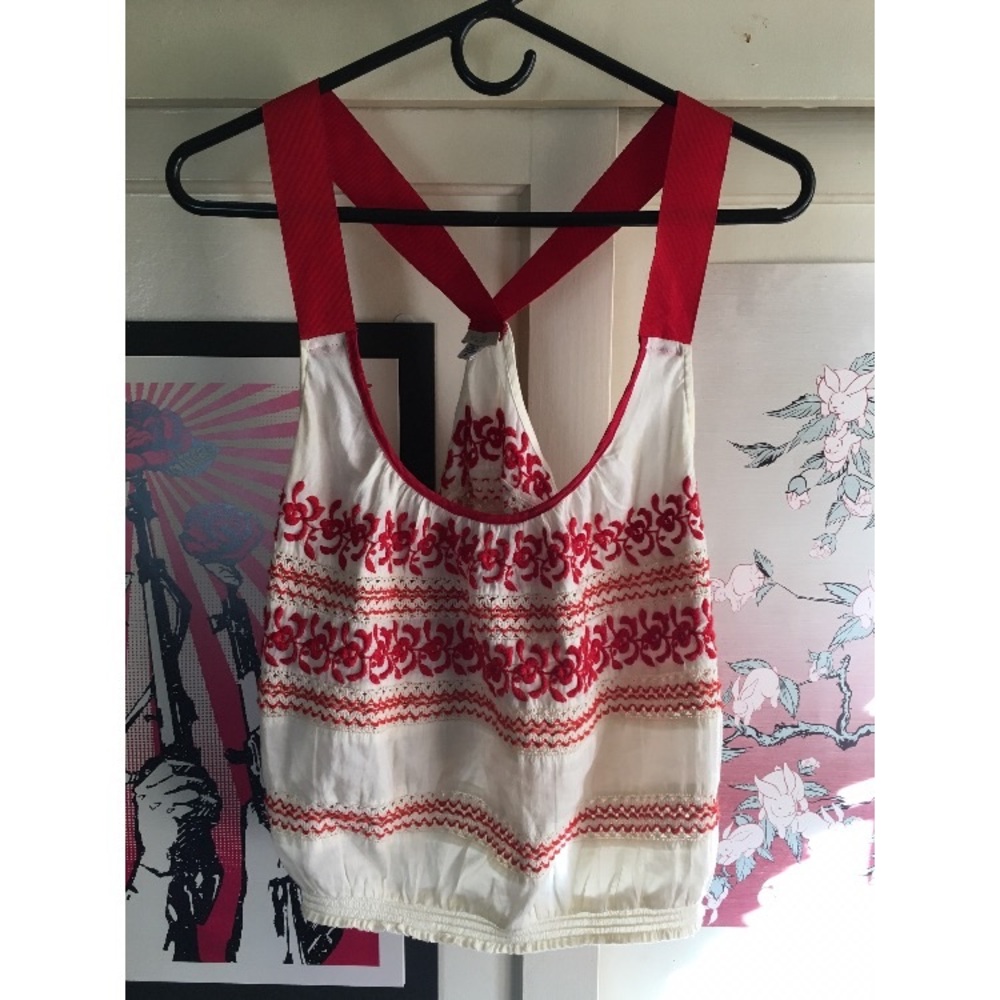 Urban Outfitters V Strap Embroidered Tank